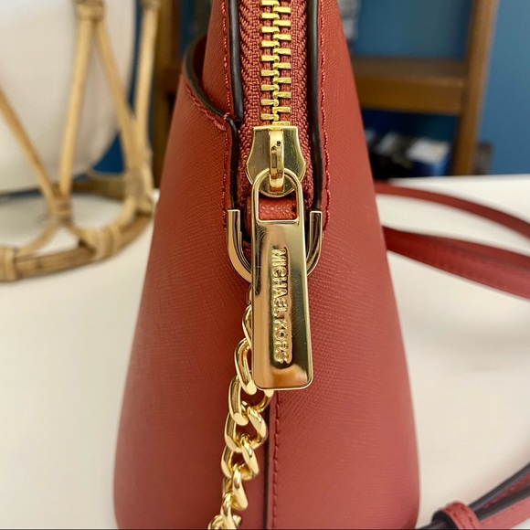 MICHAEL KORS Leather Bag Cindy Mini Dome Crossbody Terracota Color - Picture 7 of 16